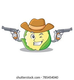 Cowboy cauliflower character cartoon style