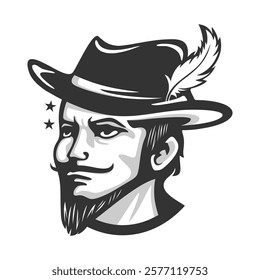 The cowboy character logo can be used as a mascot or can also be used as a logo for a classic-style brand such as a barbershop or similar.