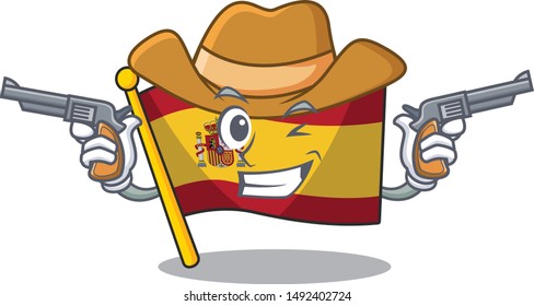 Cowboy character spain flags formed with cartoons