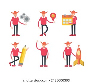 cowboy characters set in various poses illustration