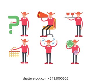 Cowboy-Charaktere in verschiedenen Posen Illustration gesetzt