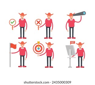 cowboy characters set in various poses illustration