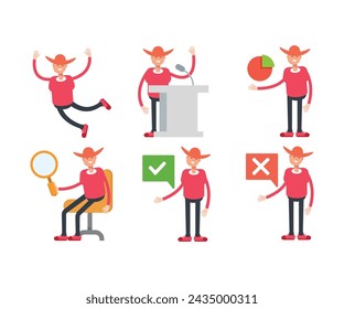 Cowboy-Charaktere in verschiedenen Posen Illustration gesetzt