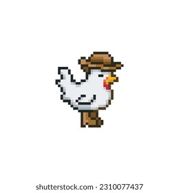 Cowboy chicken, pixel art meme