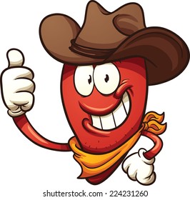 Cowboy chili pepper. Vector clip art illustration with simple gradients. All in a single layer.