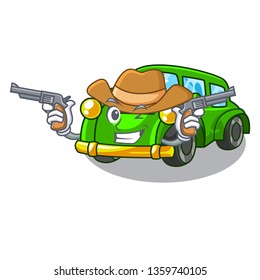 Cowboy classic car isolated in the cartoon