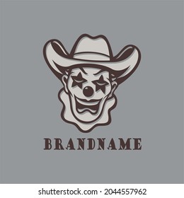 Cowboy clown head logo, suitable for identity logo or brand logo.
