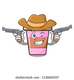 Cowboy coffee cup character cartoon vector illustration