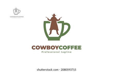 Cowboy Coffee Logo Design. Vector