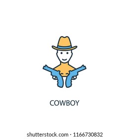 Cowboy concept 2 colored line icon. Simple yellow and blue element illustration. Cowboy concept outline symbol design from USA set