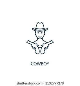 Cowboy concept line icon. Simple element illustration. Cowboy concept outline symbol design from USA set. Can be used for web and mobile UI/UX