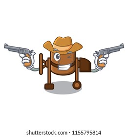 Cowboy concrete mixer character cartoon