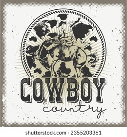 cowboy country vintage t-shirt design