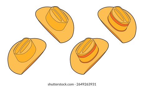 Cowboy Chapéu Cowgirl Rodeio Wild West Classic Vetor Illustration 