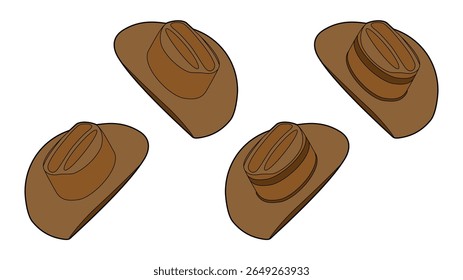 Cowboy Chapéu Cowgirl Rodeio Wild West Classic Vetor Illustration 