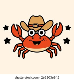 Cowboy Crab Cartoon Character Illustration	