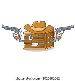 Cowboy crate character cartoon style