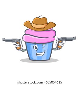 Cowboy cupcake character cartoon style