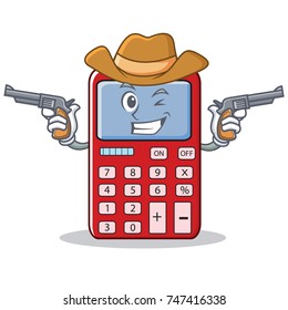 Cowboy cute calculator character cartoon