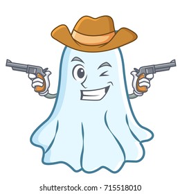 Cowboy cute ghost character cartoon