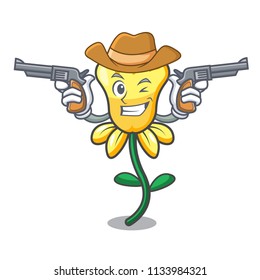 Cowboy daffodil flower character cartoon