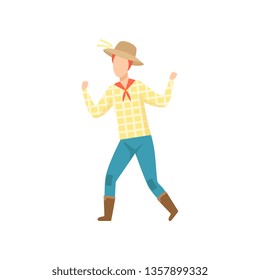 Cowboy Dancing at Folklore Party. Festa Junina Brazil June Festival.
 Vector Illustration