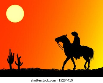 cowboy in desert