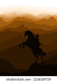 Cowboy In The Desert Silhouette