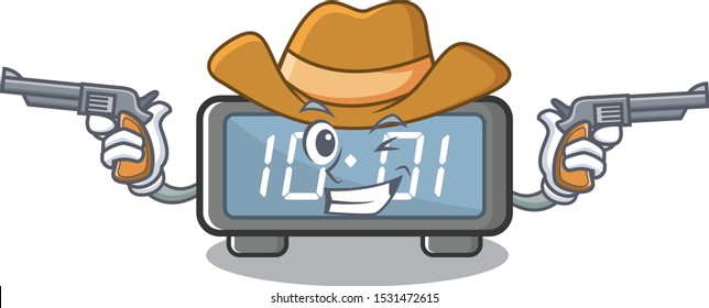 Cowboy digital clock isolated in the mascot