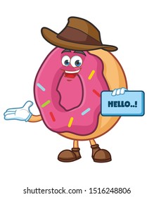 cowboy donut cartoon mascot character vector 