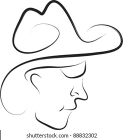 cowboy drawing sketch symbol