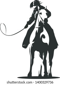 Cowboy Drawing Vector Logo Illustration