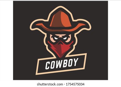 Ilustración vectorial del logotipo deportivo Cowboy E