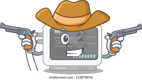Cowboy ecg machine cartoon with the character