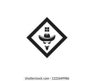 Cowboy face icon logo vector
