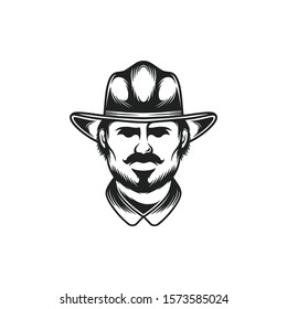 Cowboy face vector logo template