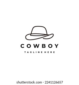 Cowboy Fedora hat line art style logo design