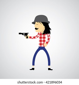Cowboy fighting vector cartoon 