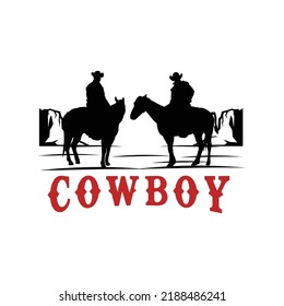 cowboy figure silhouette in horse lassoing  Vector