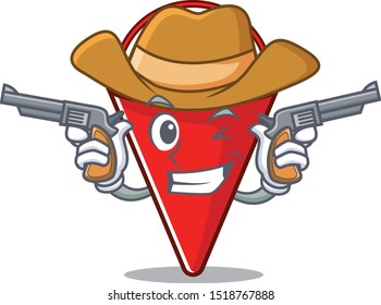 Cowboy fire bucket mascot shape on cartoon