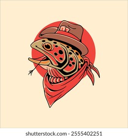 cowboy fish tattoo vector design