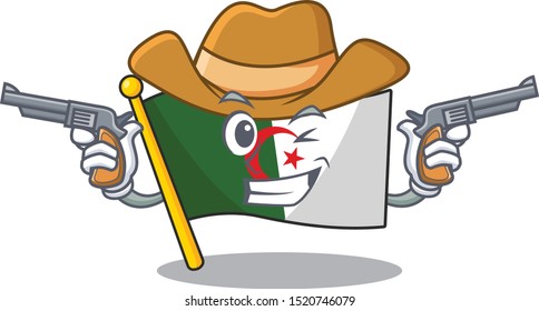 Cowboy flag algeria cartoon isolated the mascot