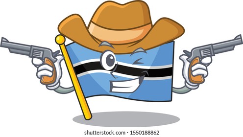 cowboy flag botswana dressed as a cowboy holding guns
