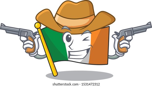 Cowboy flag ireland isolated with the cartoon