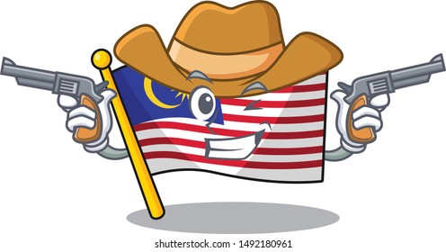 Cowboy flag malaysia in the cartoon shape