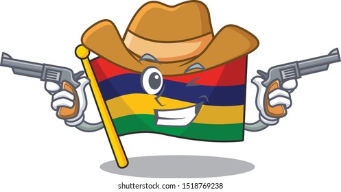 Cowboy flag mauritius character isolated the cartoon