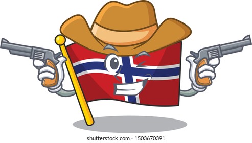 Cowboy flag norway character shaped on cartoon