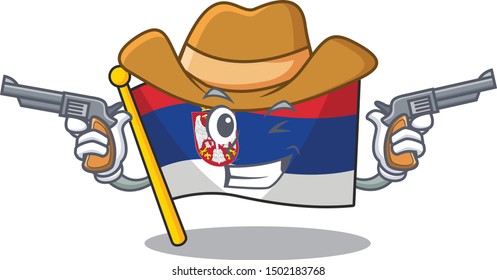 Cowboy flag serbia isolated with the character