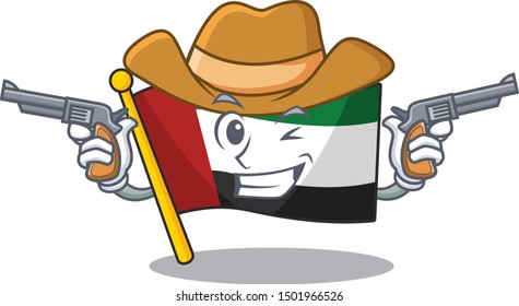 Cowboy flag united arab emirates shaped cartoon