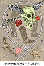 cowboy fly Skull